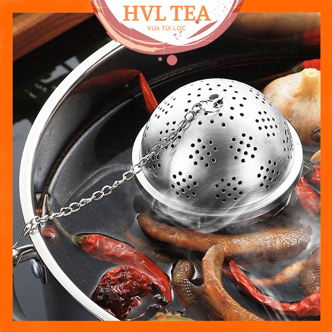 Lọc inox hình tròn cao cấp, có dây treo, nhiều kích thước, quả lọc - HVL TEA