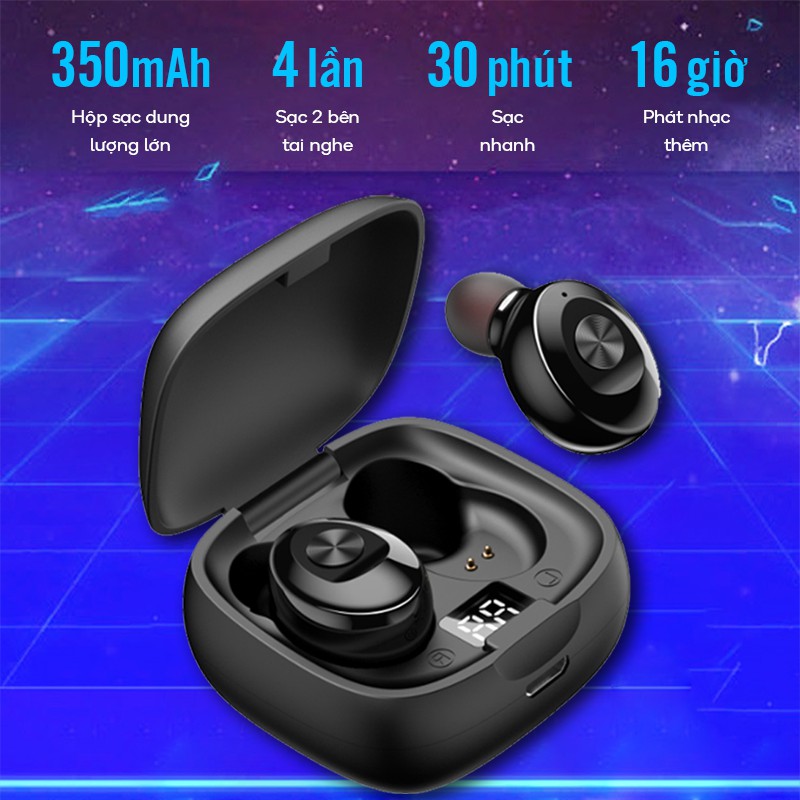 Tai nghe bluetooth 5.0 không dây nhét tai mini thể thao gaming kèm mic chống nước LED hiển thị pin Piman P12