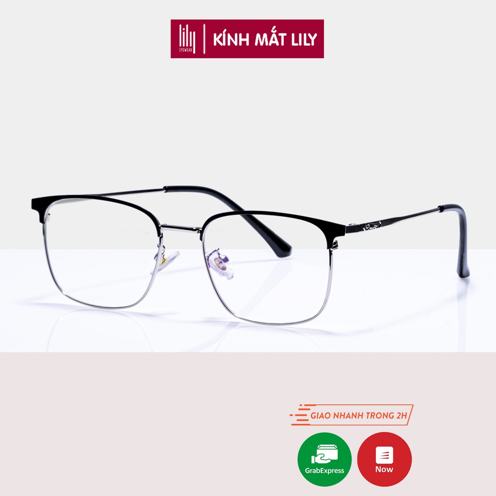 Gọng kính cận nam nữ Lilyeyewear mắt vuông bo tròn chất liệu kim loại dễ đeo 62027