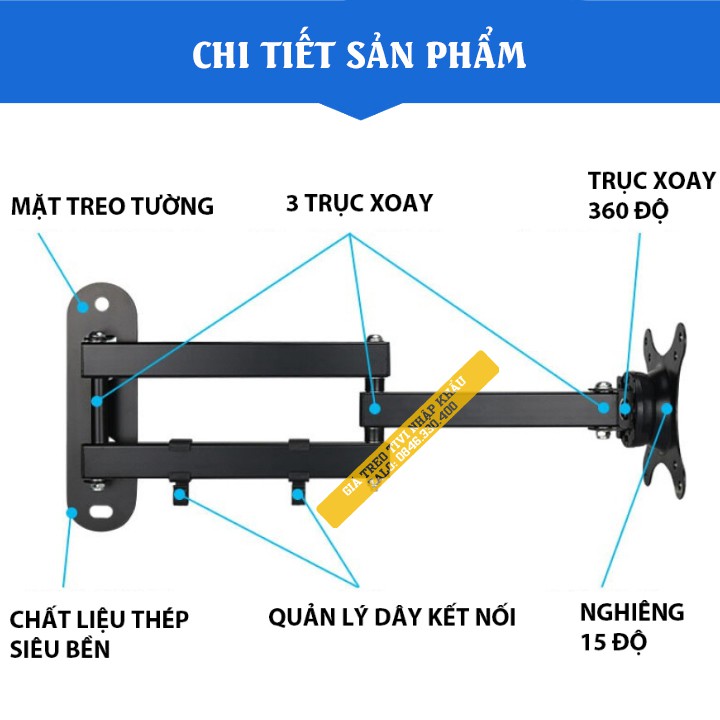 GIÁ TREO MÀN HÌNH 17 - 32 INCH XOAY 360 ĐỘ - GIÁ TREO TIVI XOAY ĐA NĂNG - Model: S32