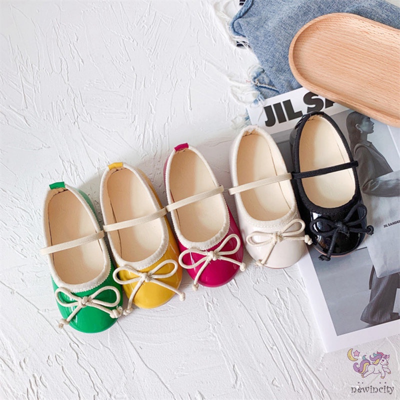 Giày Búp Bê Đế Mềm Đính Nơ Phong Cách Hàn Quốc Cho Bé Gái