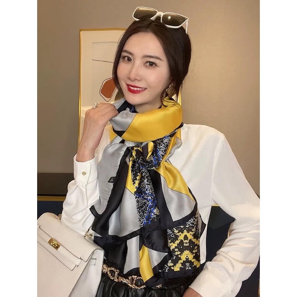 Khăn choàng cổ lụa cao cấp in hình con ngựa size 90x180cm