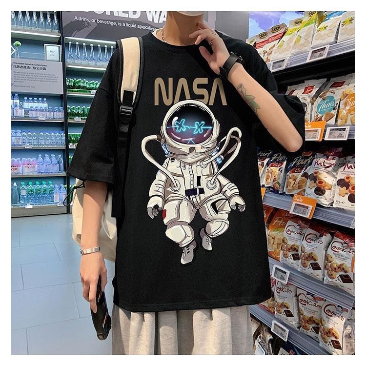 Áo Thun Tay Lỡ HY KOREA In Hình NASA TLLC46 Phom Rộng Unisex nam nữ 45-80kg