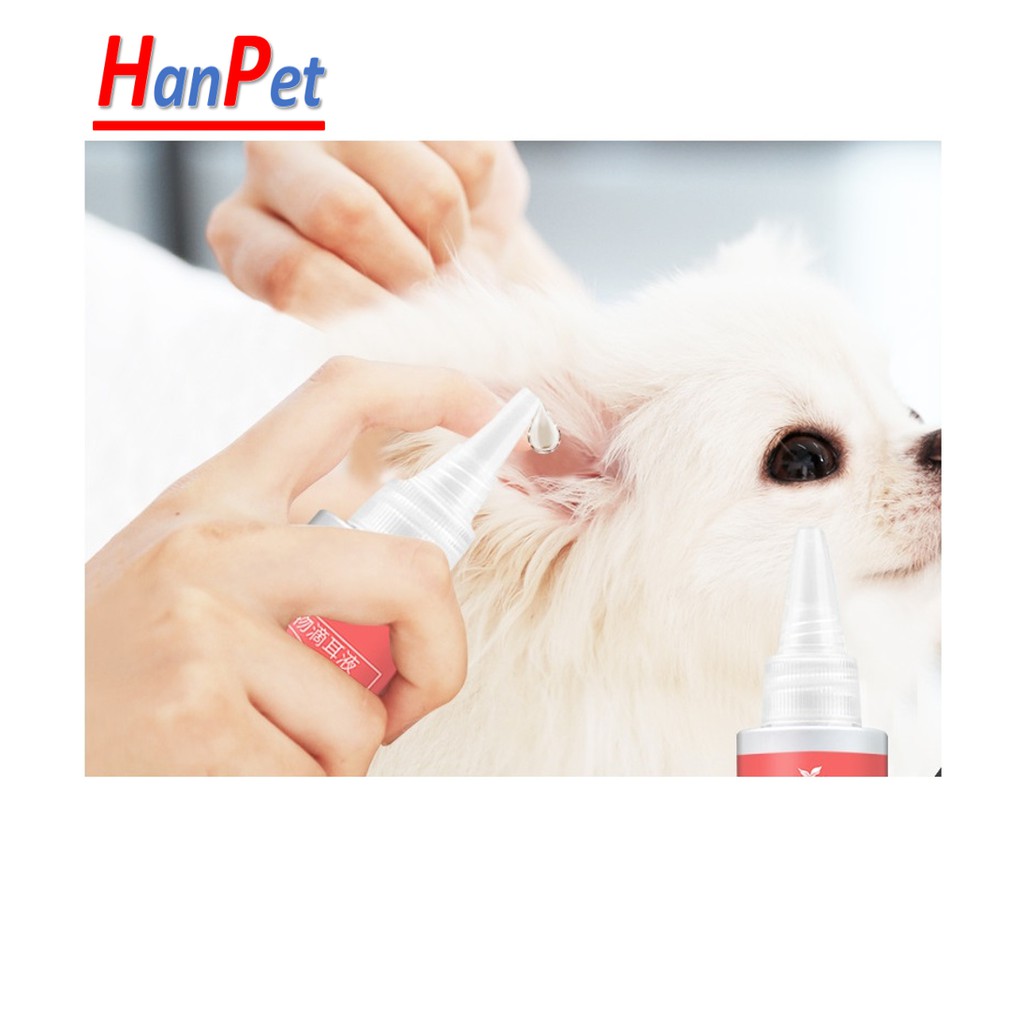 HCM - (Chai 60ml) EAR DROP Dung dịch nhỏ tai vệ sinh tai cho chó mèo tặng kèm gói Tăm bông Dụng cụ vệ sinh tai chó mèo