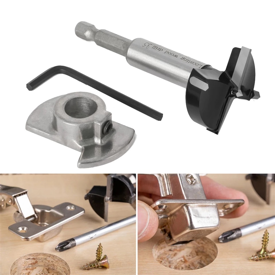 Mũi khoan bản lề bật mũi khoét gỗ 35mm có vòng giới hạn độ sâu cần khoan