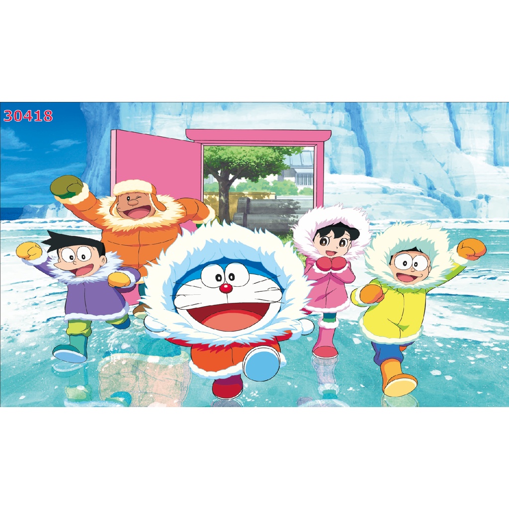 Tranh Dán Tường Trẻ Em 3D Chủ Đề Doraemon hoạt hình nổi tiếng Nhật Bản và thế giới