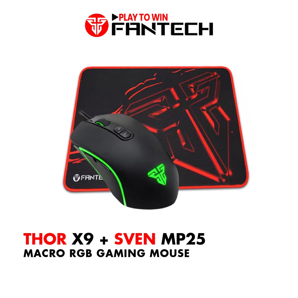 Combo Gaming FANTECH Tiêu Chuẩn Chuột X9 THOR + Lót Chuột MP25/MP292 - Hãng Phân Phối Chính Thức