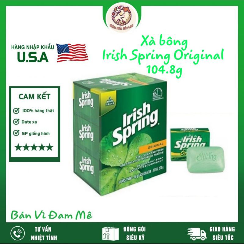 Combo 4 Xà bông cục Irish Spring Original diệt khuẩn nhập khẩu 104.8g