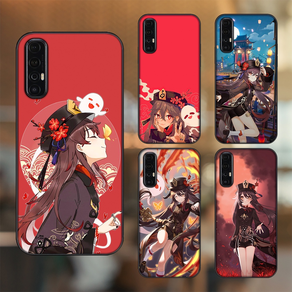 Ốp lưng Oppo Reno 3 Pro viền đen in hình Hutao Genshin Impact