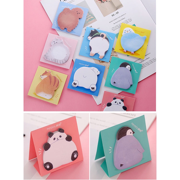 Set 30 Tờ Giấy Ghi Chú Tự Dính Hình Động Vật Dễ Thương