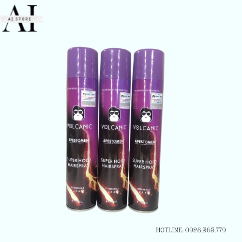 Gôm xịt tóc VOLCANIC 350ml tạo kiểu giữ nếp cho tóc. AI Store