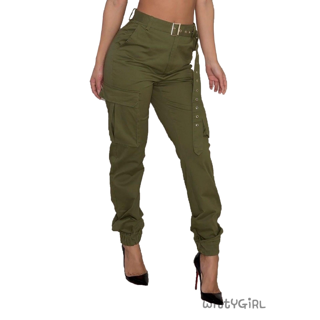 Quần dài thể thao phong cách quân đội màu kaki / đỏ / xanh lính dành cho nữ | BigBuy360 - bigbuy360.vn