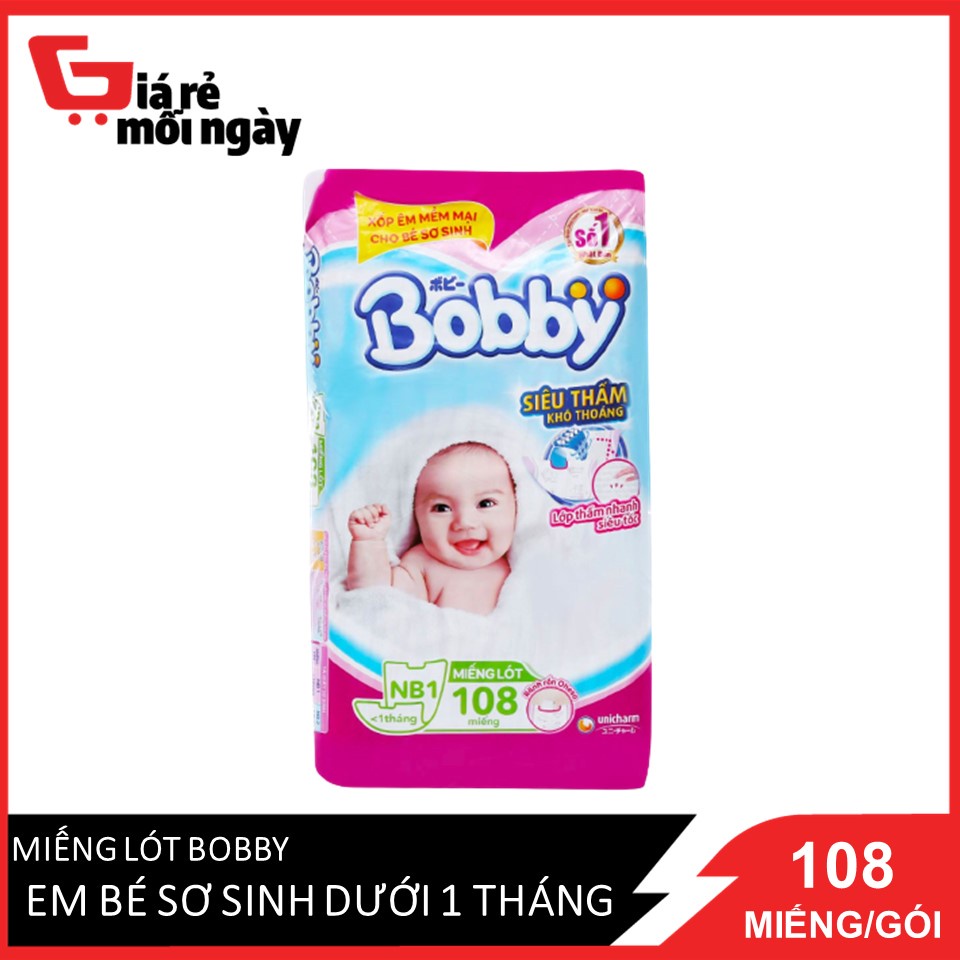 Miếng Lót Bobby Em Bé Sơ Sinh Dưới 1 Tháng 108 Miếng