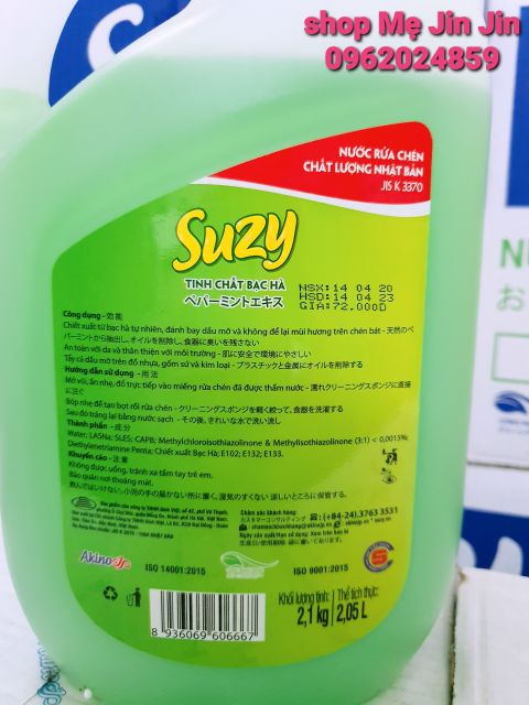 Nước rửa chén bát Suzy Nhật Bản 2,1kg - thành phần Hữu Cơ.