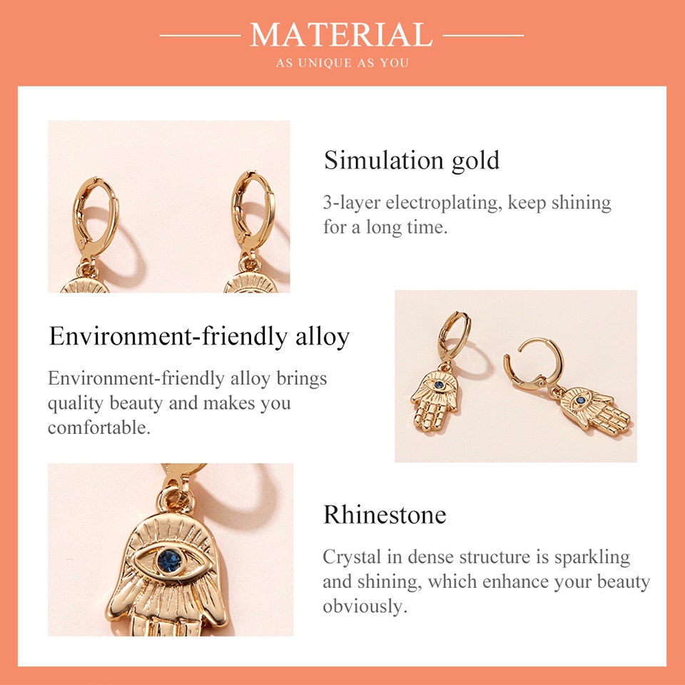 Khuyên tai Bamoer AIE072 hình bàn tay cầu may đính đá bằng hợp kim chống dị ứng sành điệu cho nữ