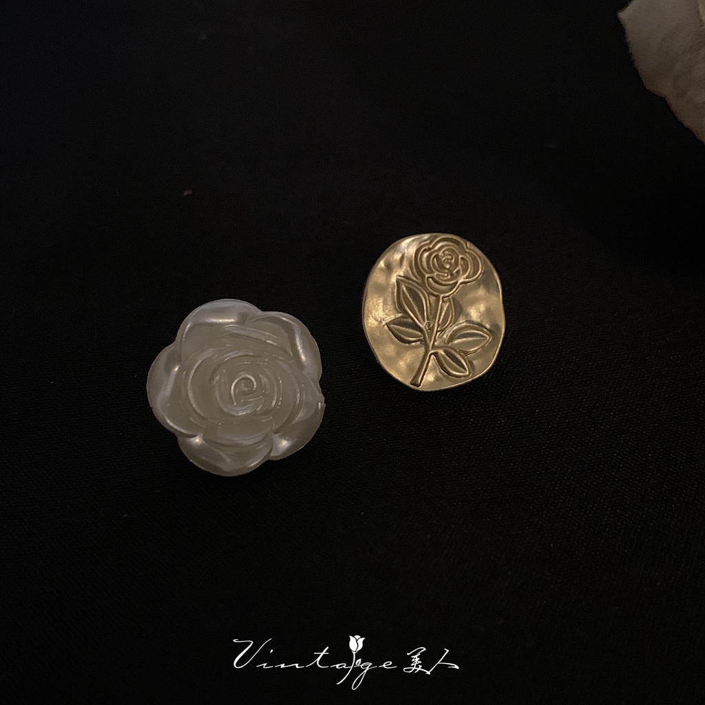 Khuyên Tai Hình Hoa Hồng Trắng Đơn Giản Phong Cách Retro Kiểu Nhật Hàn Độc Đáo