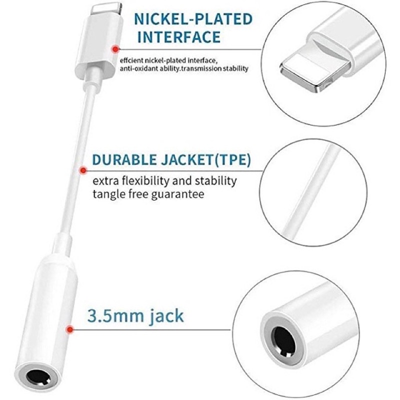 Jack Chuyển Đổi 1 Cổng Chuyển Đổi Chân Sạc Thành Chân Tai Nghe 3.5mm Lightning Sang 3.5mm Cho iPhone Có Mic