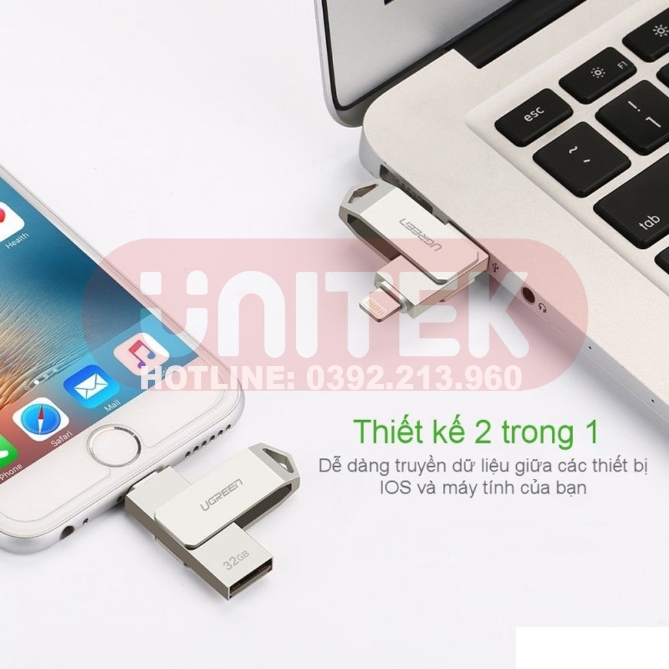 Bộ Nhớ Iphone Ipad Mở Rộng Dung Lượng 32GB Chíp Sét MFi Apple Ugreen 30616 - hàng chính hãng