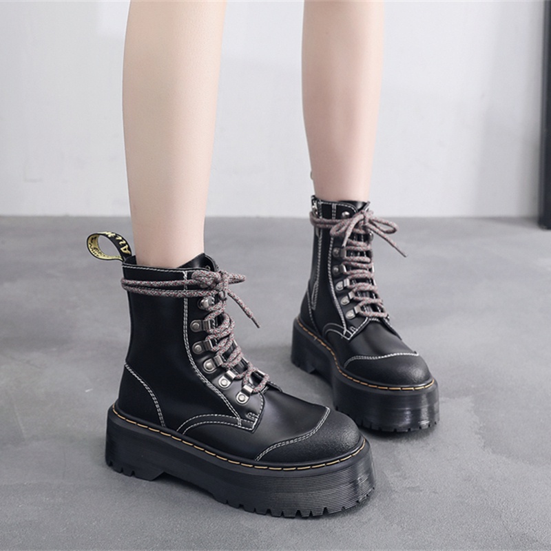 Giày bốt Dr.martin đế dày 8 lỗ phối khóa kéo bên hông thời trang cho nam và nữ 1460