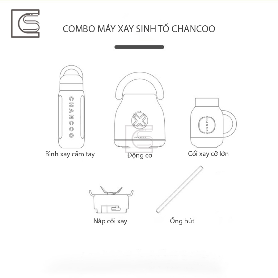 Máy Xay Sinh Tố Chancoo Xay Rau, Củ, Quả, Trái Cây Công Suất 300W SC0053