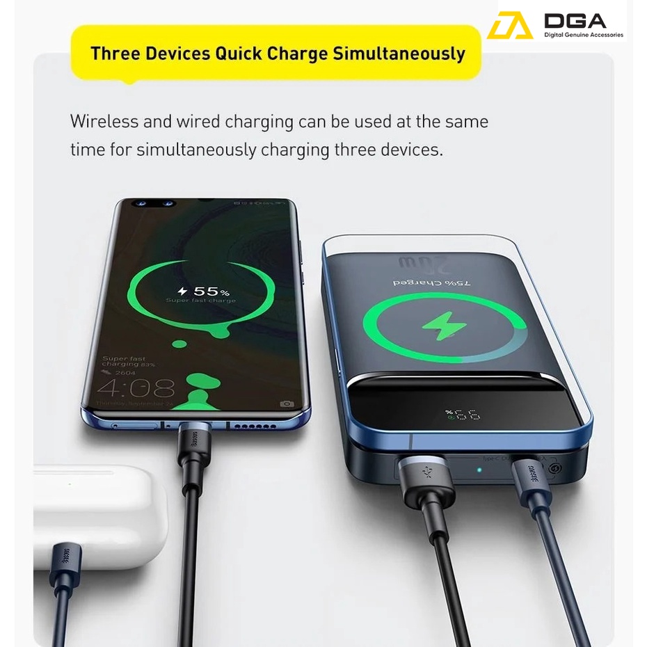 Pin dự phòng sạc nhanh không dây tích hợp nam châm 10000 mAh Baseus Magnetic Wireless Quick Charging Power Bank