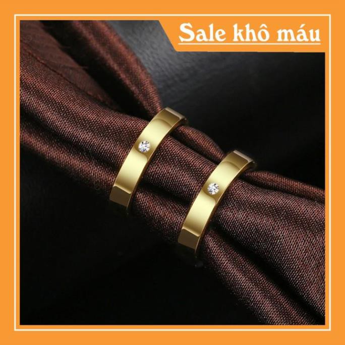 [ Siêu SALE ] 02 chiếc nhẫn cặp đôi tình nhân inox cao cấp mạ vàng đính hột siêu đẹp - tặng hộp đựng xinh xắn