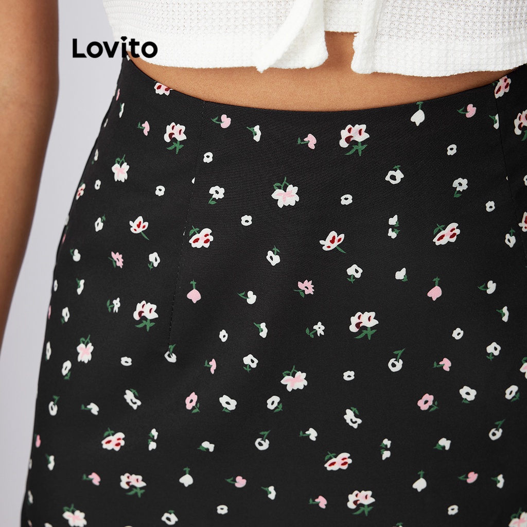 Lovito Váy ngắn hoa lá đơn giản L21AS076