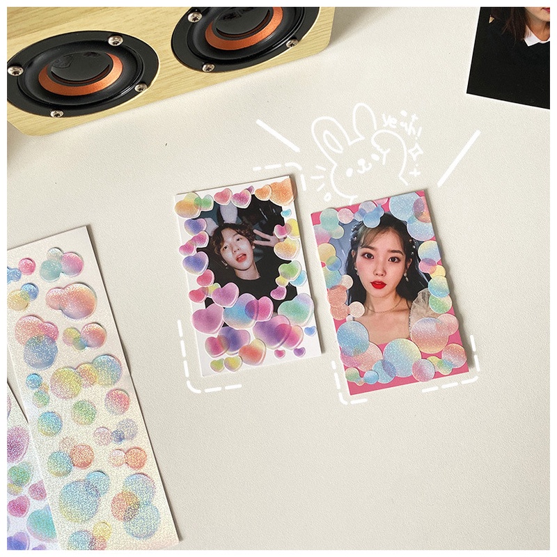 Sticker PVC Trang Trí Toploader Rainbow Bubble Heart