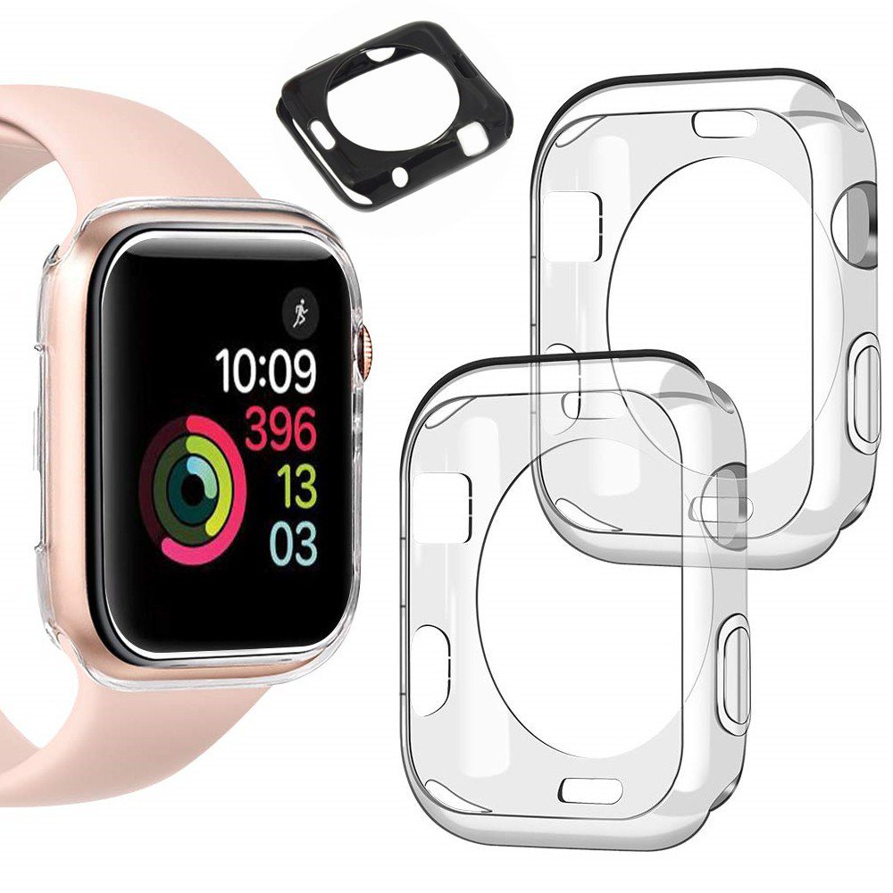 Apple Watch Case 38mm 42mm 40mm 44mm Ultra-thin Series 6 SE 5 4 3 2 1 Silicone Soft TPU Protector Case Cover Shell iwatch 4/5/3/2/1 Transparent Black