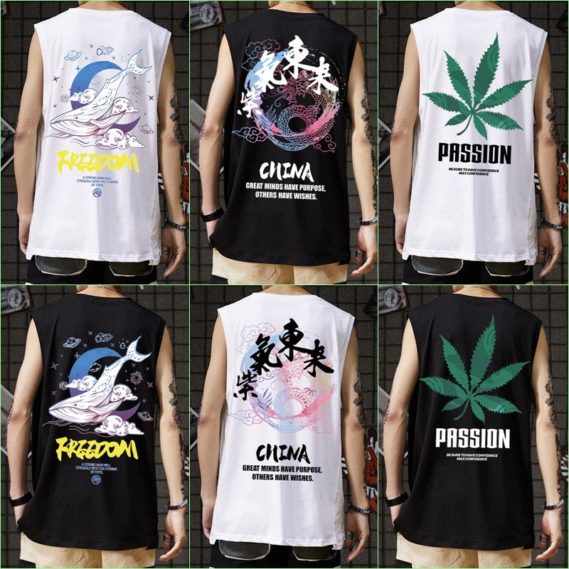 Áo Thun Sát Nách In Họa Tiết Thời Trang Trẻ Trung Cho Nam Cỡ M-3Xl