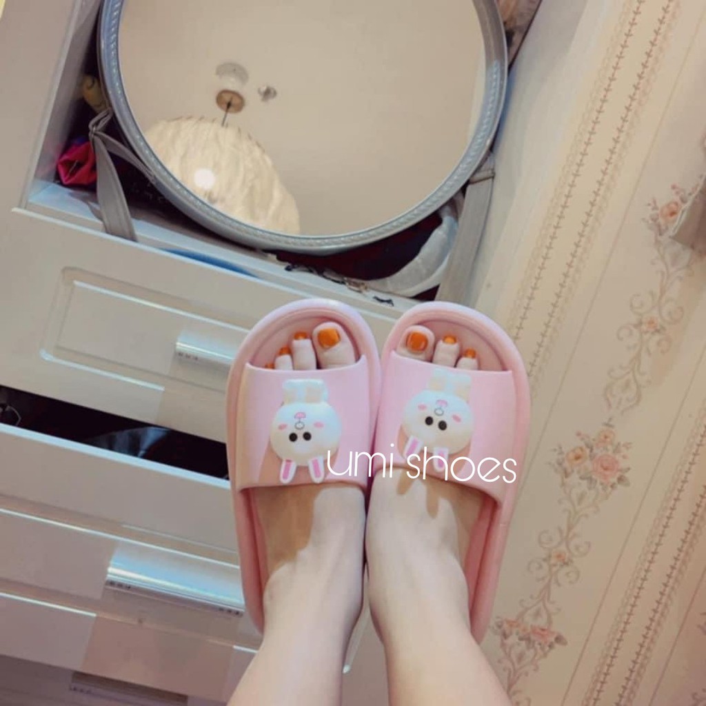 [HOT 2021] Dép nữ đế bằng Ulzzang Gấu dắt lê cute xinh bền đẹp dễ thương rửa nước đi mưa đi biển đi chơi trend