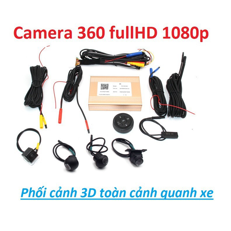 Camera 360 ĐỘ bộ 4 mắt cam full HD 1080p PHỐI CẢNH 3D hành trình quanh xe paranoma cao cấp