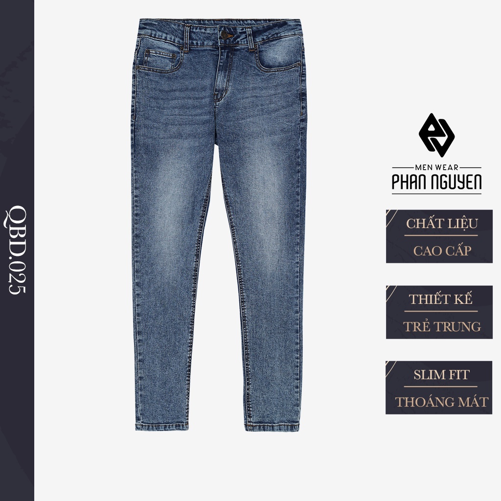 Quần Jean Nam Dáng Dài PHAN NGUYỄN Kiểu Dáng Slim Fit, Thiết Kế Trẻ Trung, Độ Bền Cao, Thoáng Mát QBD.025