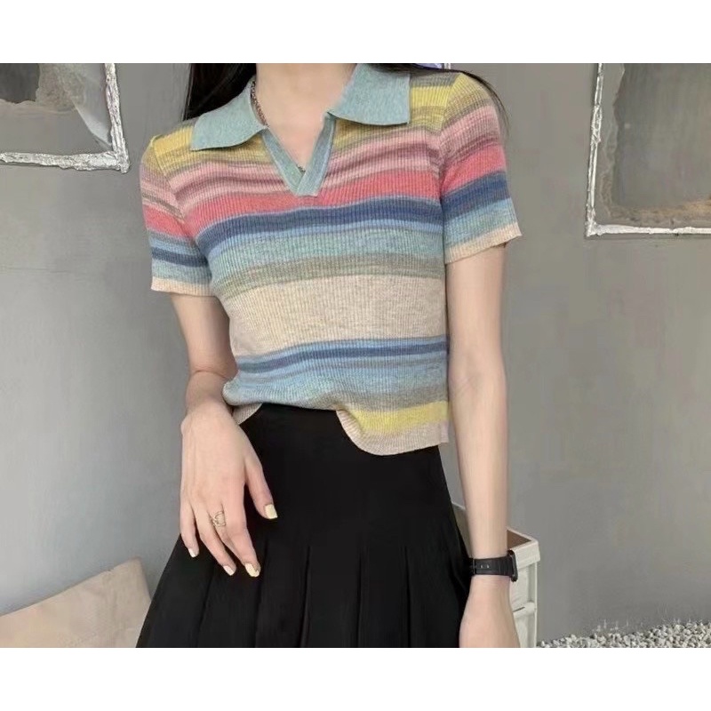 Áo len mongtoghi kẻ cổ đức