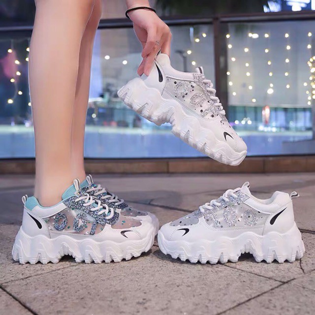 Giày thể thao nữ độn đế kim tuyến mã 100, giày sneaker nữ thoáng khí hot trend 2020 👟 NEW 2020