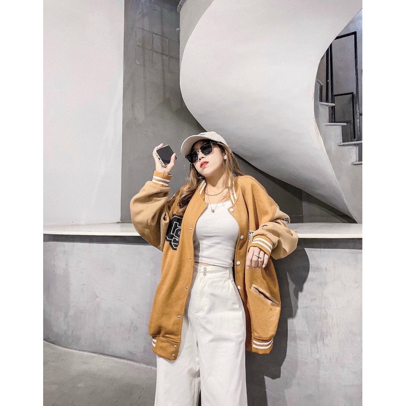 ÁO KHOÁC BOMBER BÓNG CHÀY SỌC THÊU LOGO STICKER KÈM ẢNH THẬT | BigBuy360 - bigbuy360.vn