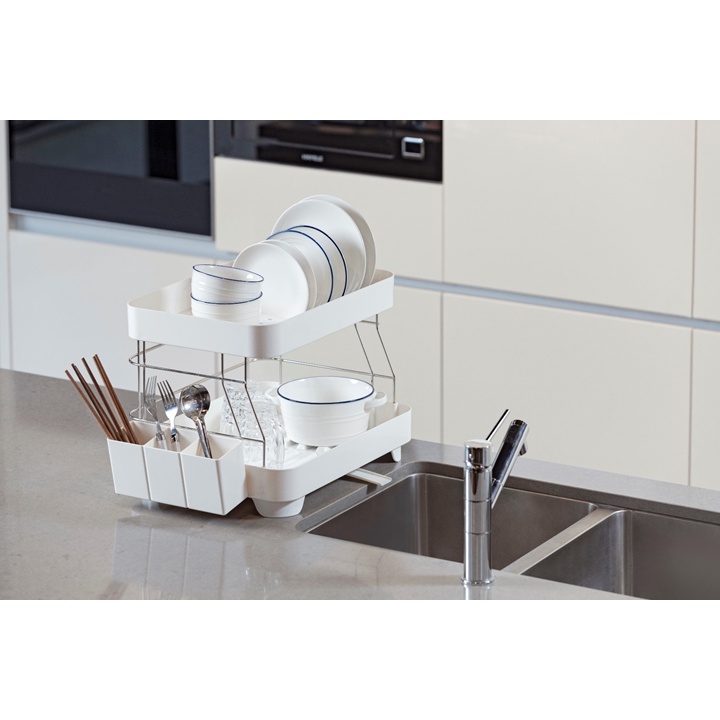 Kệ chén bát 2 tầng INOCHI Tokyo nhựa nguyên sinh úp chén bát có rãnh thoát nước