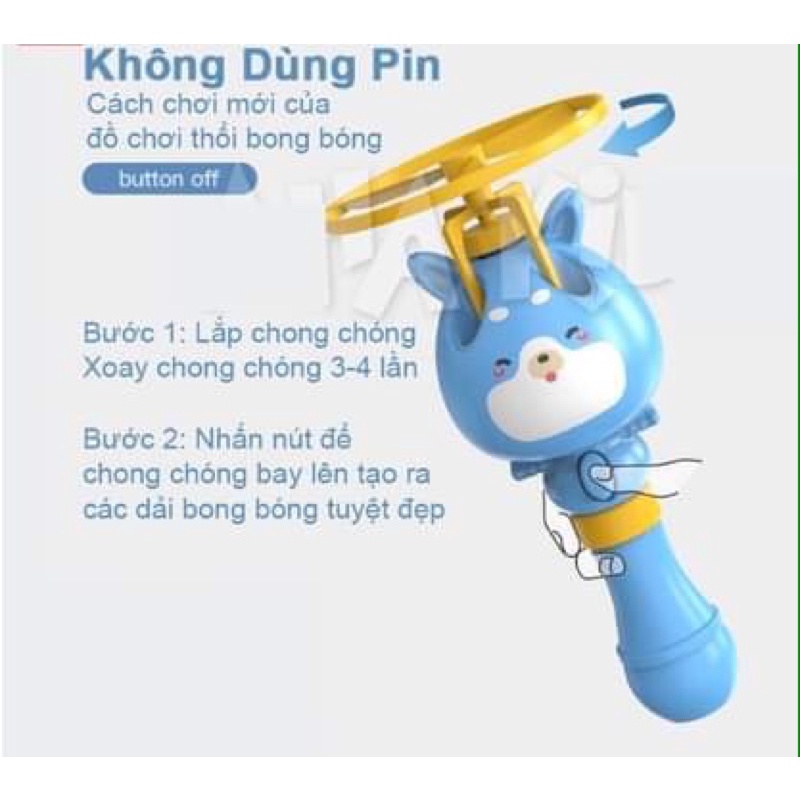 Đồ chơi trẻ em Máy bắn chong chóng thả bong bóng xà phòng hình con thỏ ngộ nghĩnh cho bé JIMADO AD1000