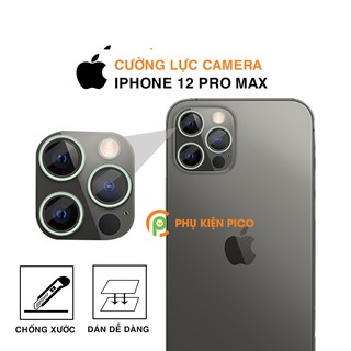 Cường lực camera Iphone 12 Pro Max viền kim loại chống xước - Vòng bảo vệ có kính Iphone 12 Pro