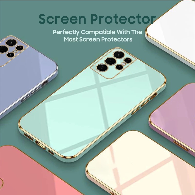 Ốp Điện Thoại Viền Vuông TPU Mềm Mạ Điện Kèm Phim Bảo Vệ Lens Cho Samsung Galaxy Note 20 Ultra 4G 5G 2022