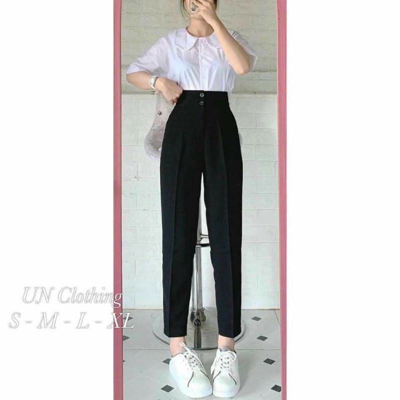 Quần baggy nữ 2 khuy dọc cạp lưng cao (Mã 066)