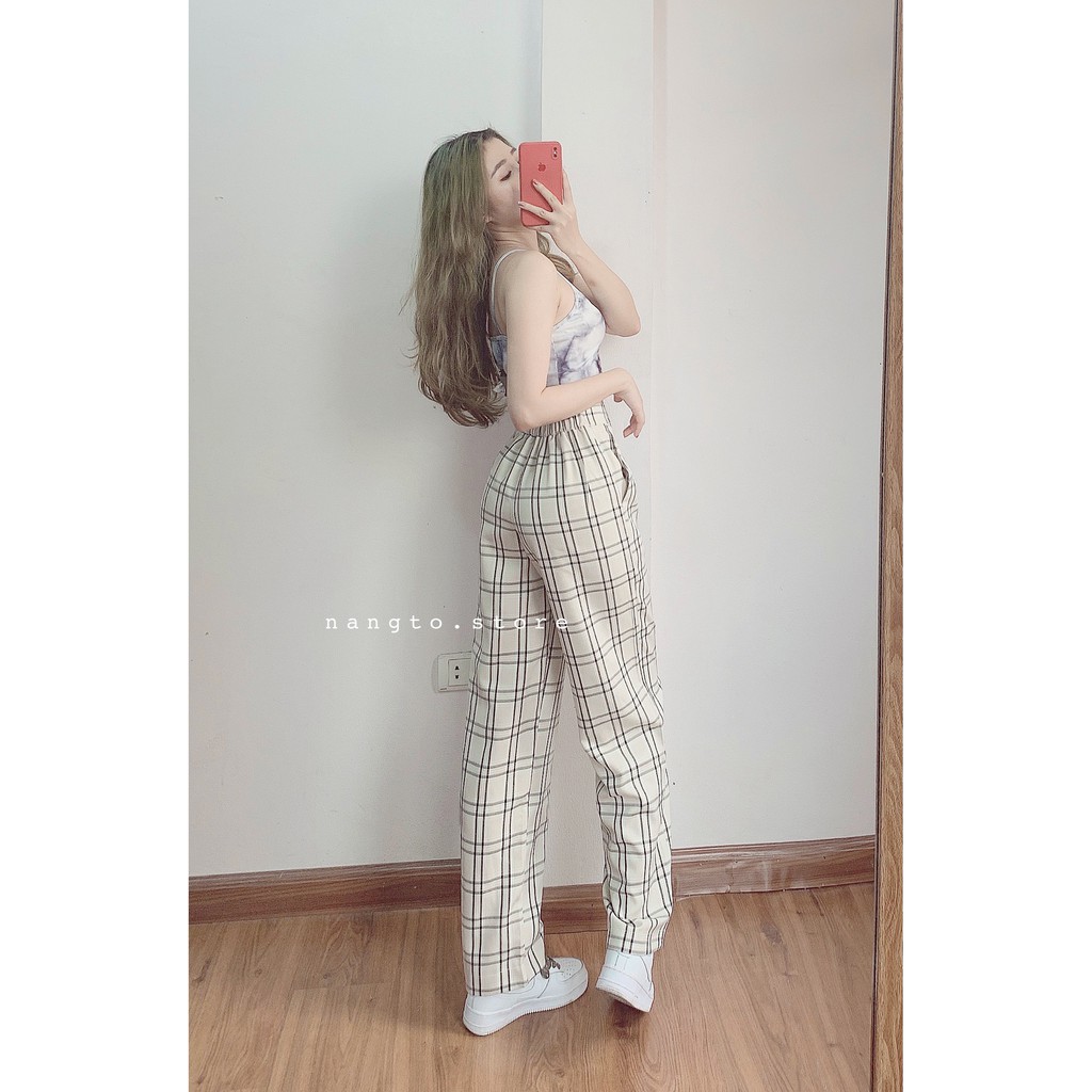 Quần Kẻ Caro Dáng Rộng Ống Suông Form Dài Qua Mắt Cá | BigBuy360 - bigbuy360.vn