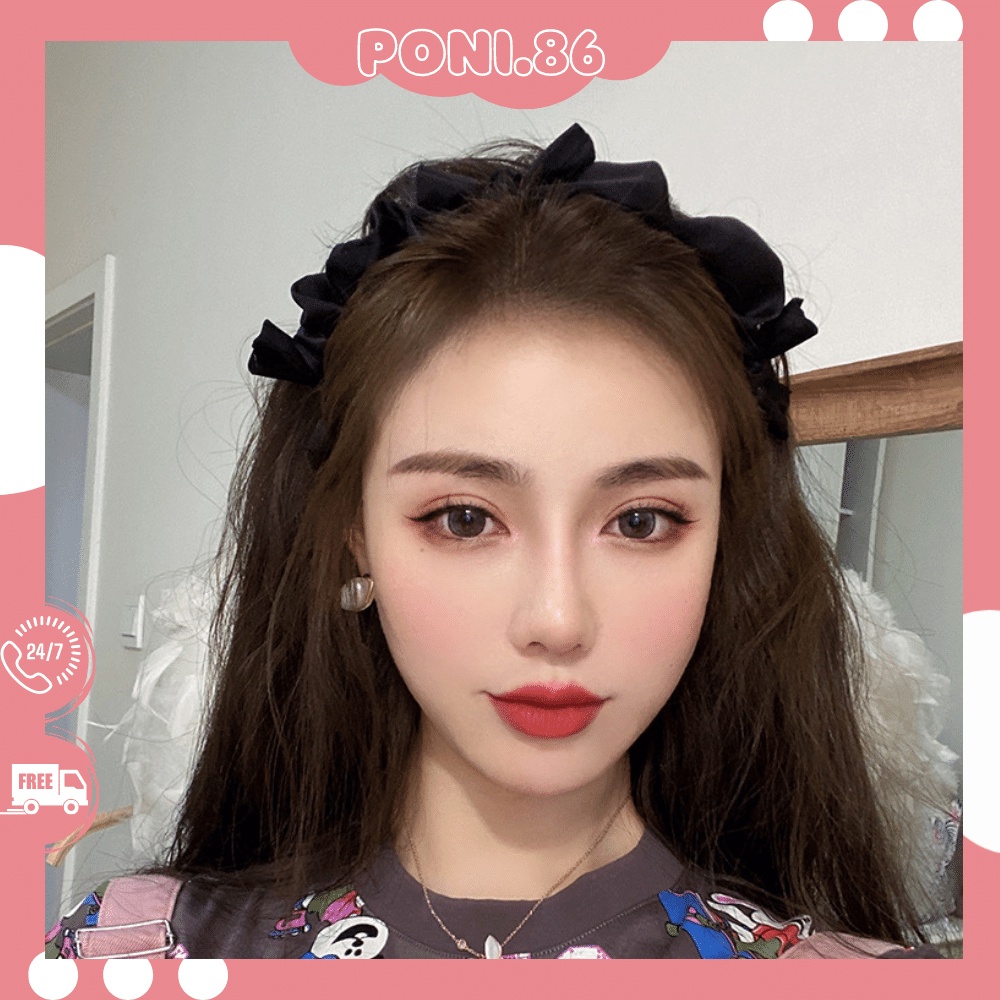 Băng đô cài tóc hình nơ màu trơn Phong cách Hàn Quốc cổ điển thời trang