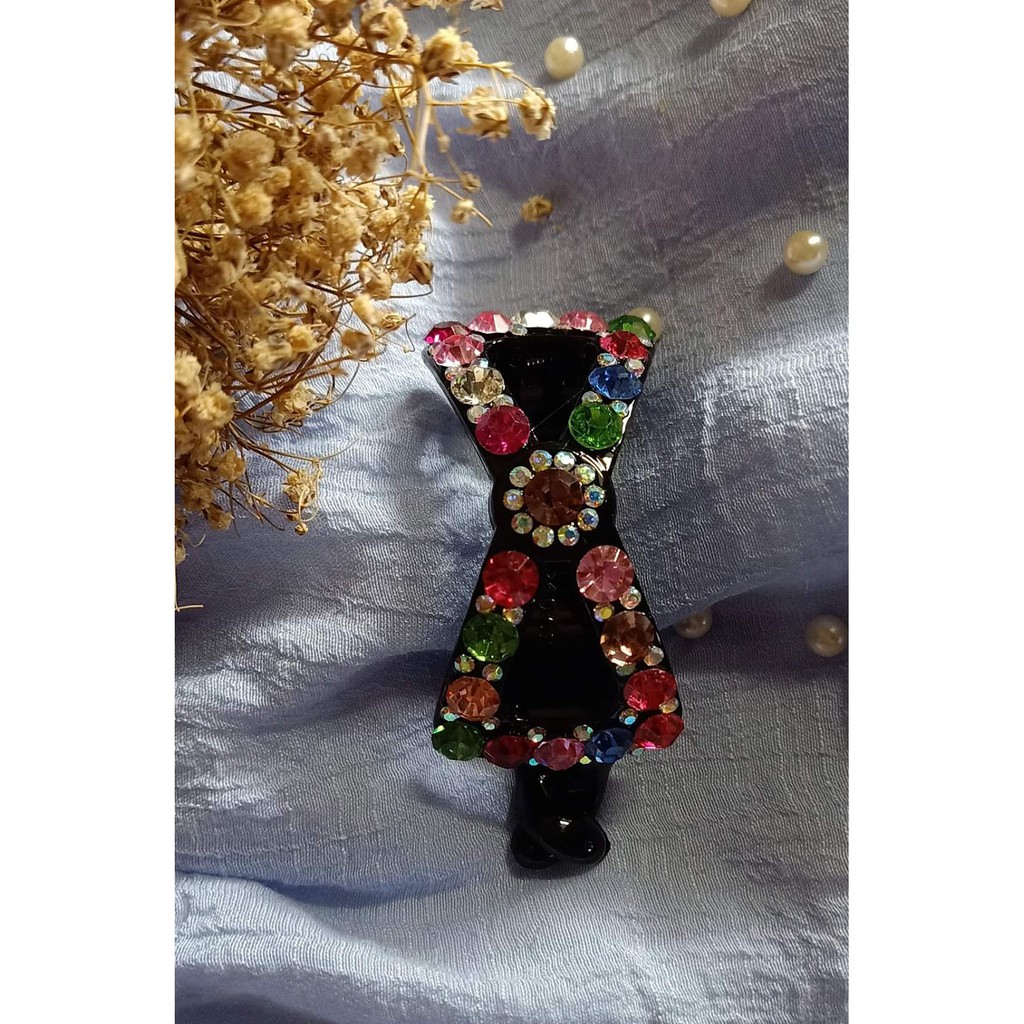 KẸP TÓC NGANG HÌNH NƠ SỐ 8 ĐÍNH ĐÁ MÀU CHO BẠN GÁI SIÊU CUTE