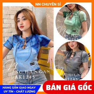Ảnh thật ⚡ croptop đan ngực loang màu ⚡ ak1245 ⚡ croptop loang màu ⚡áo thun gân loang màu đan ngực ⚡