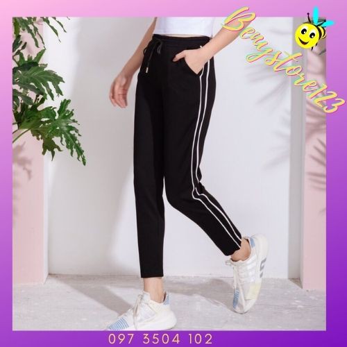 Quần Jogger 2 Sọc Nhí💖𝑭𝑹𝑬𝑬𝑺𝑯𝑰𝑷💖Quần Thể Dục Umi Hàn  Nữ-Đồ Tập Thể Dục Nữ 2 Sọc Nhí