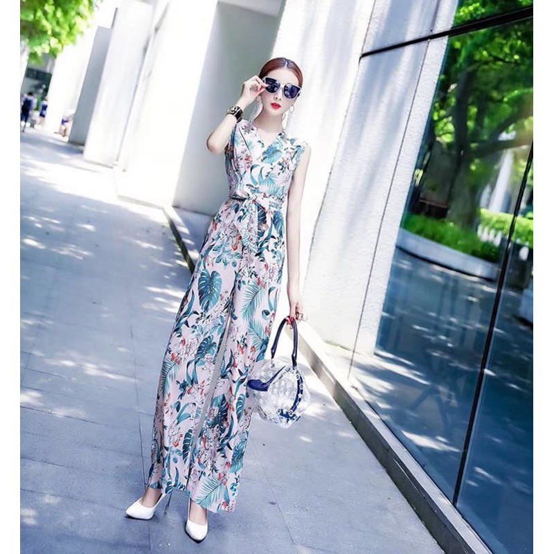 jumpsuit hoạ tiết form dài bao xinh size M L XL 2Xl