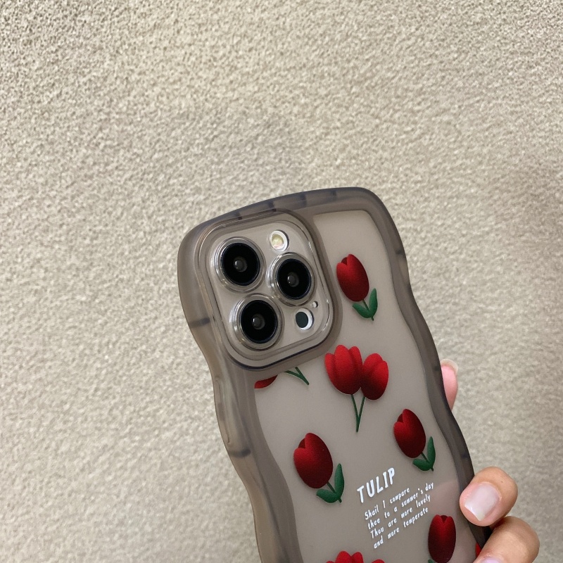 Ốp Điện Thoại Chống Sốc Họa Tiết Hoa Hồng Viền Cong Cho iPhone 14 13 12 11 Pro Max XS XR X 8 7 Plus + SE 2020