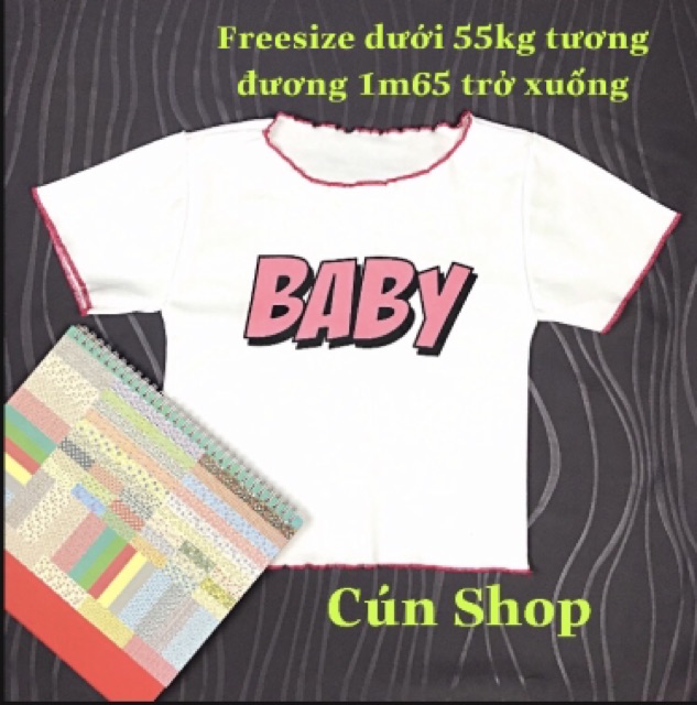 Áo croptop tay ngắn cuốn biên in chữ 3 mẫu chất vải cotton xịn RICH STORE CRT40