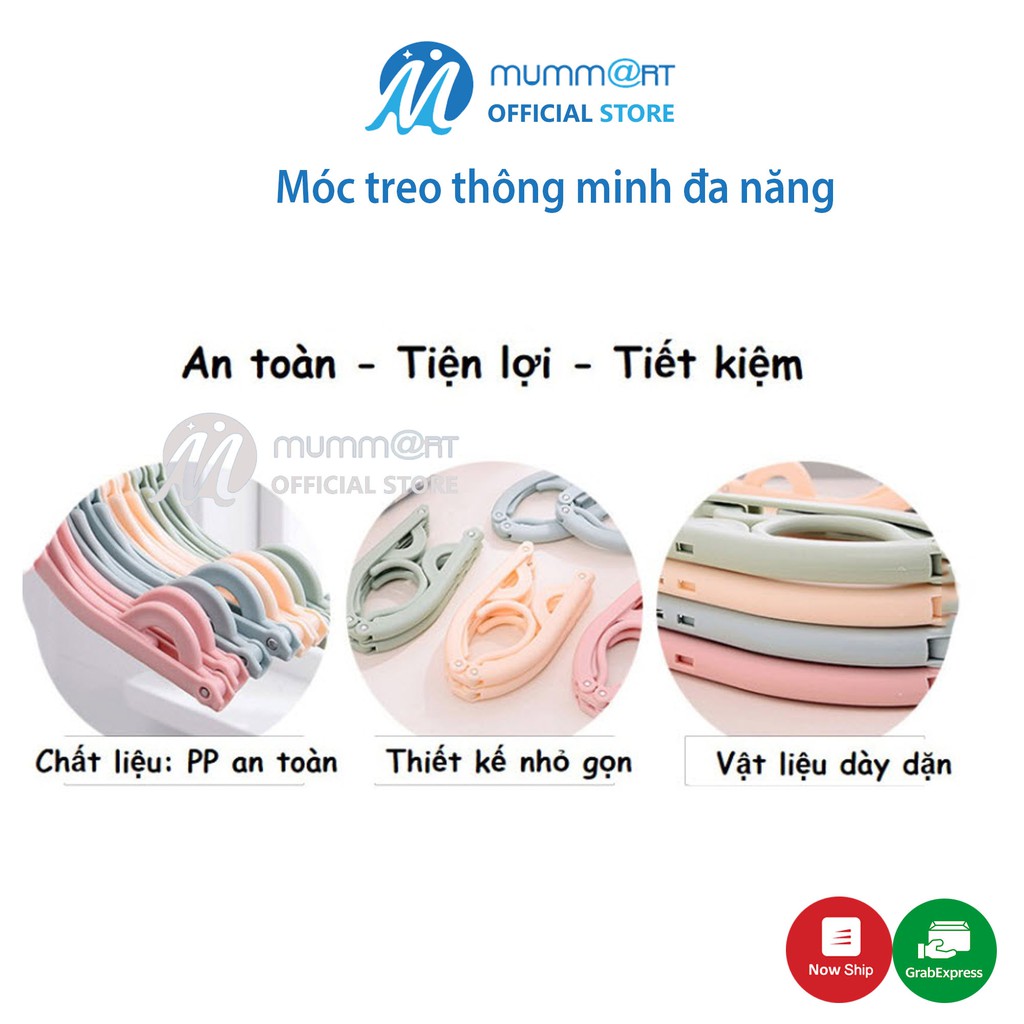 Móc treo quần áo gấp gọn đa năng, thông minh, chất liệu nhựa PP - Mummart